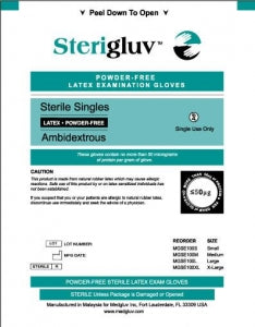 Medgluv Sterigluv PF Gloves - Latex Exam Gloves, Sterile, Size L - MGSE100L