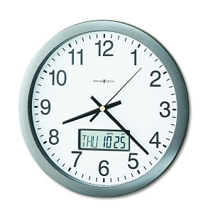 Howard Miller Clock Chronicle Wall Clock - Chronicle Wall Clock with LCD Inset, Gray, 14" - 625-195