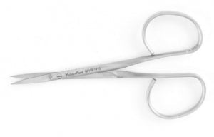 Miltex Ophthalmic Iris Scissors - Ophthalmic Iris Scissors, Straight, Flat Shanks, Extra Large Ring, 4" - MH18-1415