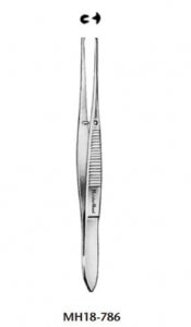 Integra Iris Tissue Forceps - Iris Tissue Forceps, Straight, 1 x 2 Teeth, 4" - MH18-786