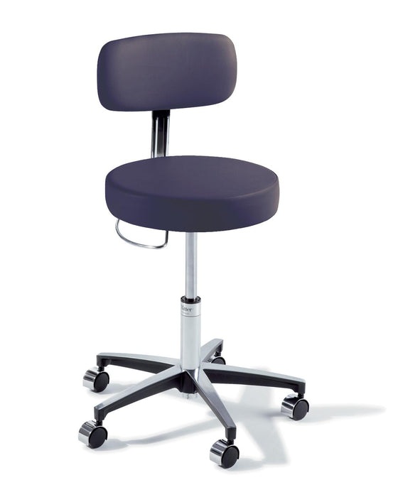 Midmark Ritter 277 Air Lift Pneumatic Stool with Backrest - Ritter 277 Air Lift Hand-Operated Pneumatic Stool with Standard Casters, UltraFree Arctic - 277-011-244