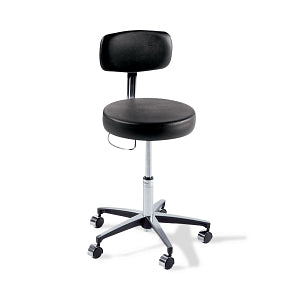 Midmark Ritter 277 Air Lift Pneumatic Stool with Backrest - Ritter 277 Air Lift Hand-Operated Pneumatic Stool with Soft Rubber Casters, Robust Brown - 277-002-852