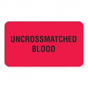 MarketLab Blood Bank Labels - LABEL, BLOOD, UNCROSSMATCHED, RED - 0332