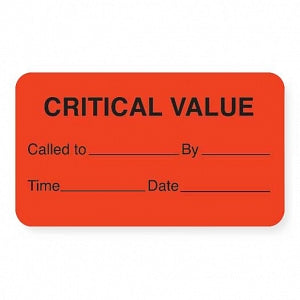 MarketLab Clerical Medical Labels - LABEL, CRITICAL VALUE, FLUORESCENT ORANGE - 0336