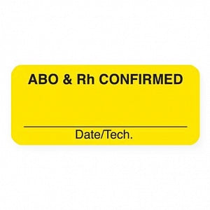 MarketLab Blood Bank Labels - LABEL, ABO / RH CONFIRMED, YELLOW - 0339