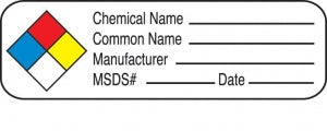 MarketLab Chemical Hazard Labels - LABEL, MSDS CHEMICAL NAME, MULTI-COLOR, 250 - 0737