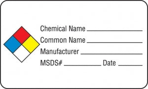 MarketLab Chemical Hazard Labels - LABEL, MSDS CHEMICAL NAME, MULTI-COLOR, 250 - 0748