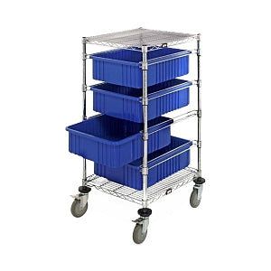 Marketlab Divider Box Cart - CART, DIVIDER BOX, 4 SHELF, BLUE, EA - 0910-BL