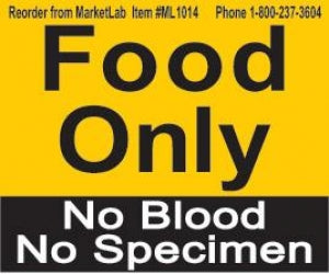 MarketLab Refrigerator Content Alert Magnet - MAGNET, FOOD ONLY-NO BLOOD NO SPECIMEN - 1014