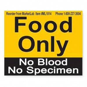 MarketLab Refrigerator Content Alert Magnet - MAGNET, FOOD ONLY-NO BLOOD NO SPECIMEN - 1014