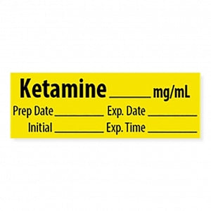 MarketLab Induction Agent Medication Pre-Cut Labels - LABEL, KETAMINE, MG / ML - 10224-PRE