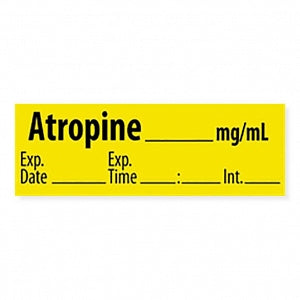 Marketlab Anticholinergic Agent Medication Pre-Cut Label - LABEL, ATROPINE, YELLOW - 10316-PRE