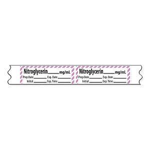 MarketLab Hypotensive Agent Medication Label Tape - LABEL, NITROGLYCERIN, MG / ML - 10361