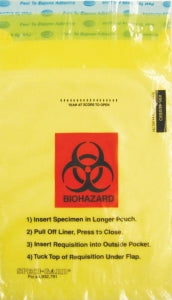 MarketLab Enhanced Speci-Gard Biohazard Bags - BIOHAZARD BAG, 6 X 10", TRANSLUCENT - 13007-YL