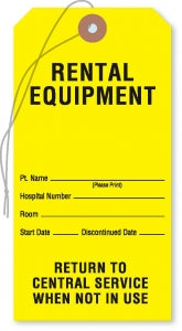 MarketLab Equipment Tag - TAG, RENTAL EQUIPMENT, YELLOW - 13421