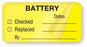 MarketLab Equipment Service and Inspection Label - LABEL, BATTERY MAINTENANCE, RL/500, SELF L - 13598