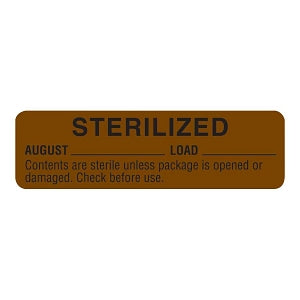 MarketLab Sterilized and Sterilized Expiration Label - LABEL, STERILIZED, AUG-BROWN-RL/320 - 13601-BR