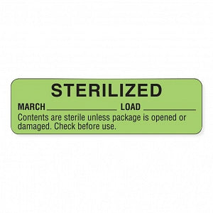 MarketLab Sterilized and Sterilized Expiration Label - LABEL, STERILIZED, MAR-LT. GRN-RL/320 - 13601-LG