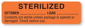 MarketLab Sterilized and Sterilized Expiration Label - LABEL, STERILIZED, OCT-ORANGE-RL/320 - 13601-OR