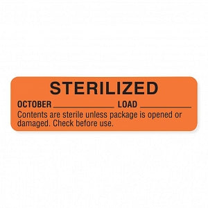 MarketLab Sterilized and Sterilized Expiration Label - LABEL, STERILIZED, OCT-ORANGE-RL/320 - 13601-OR