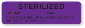 MarketLab Sterilized and Sterilized Expiration Label - LABEL, STERILIZED, FEB-PURPLE-RL/320 - 13601-PL