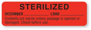 MarketLab Sterilized and Sterilized Expiration Label - LABEL, STERILIZED, DEC-RED-RL/320 - 13601-RD