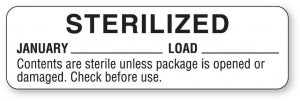 MarketLab Sterilized and Sterilized Expiration Label - LABEL, STERILIZED, JAN-WHITE-RL/320 - 13601-WH