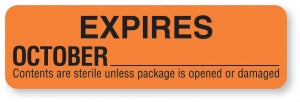 MarketLab Expire Labels - LABEL, STERILIZEDEXPIRATION, OCT-ORANGE-R - 13602-OR