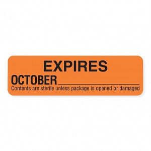 MarketLab Expire Labels - LABEL, STERILIZEDEXPIRATION, OCT-ORANGE-R - 13602-OR