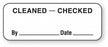 MarketLab Disinfection Labels - LABEL, CLEAN CHECKED BY, RL/470 - 13605