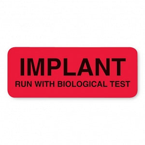 MarketLab Implant Label - LABEL, IMPLANT RUN W/BIOLOGICAL TEST, RED - 14914