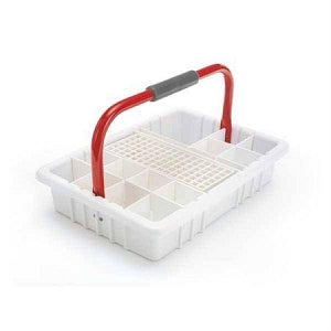 MarketLab Phlebotomy Trays with Racks - TRAY, WHITE, W/RED HANDLE, 13MM TUBE RACK - 1885-WH