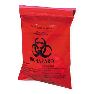 MarketLab Stick-On Biohazard Bags - BIOHAZARD BAG, STICK-ON, 9 X 10 INCH - 2637