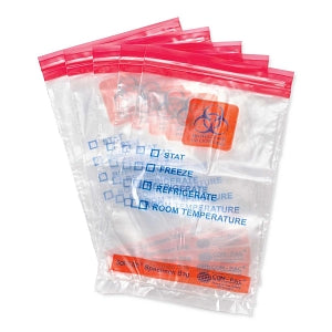 MarketLab Color Coded Specimen Bags - BAGS, SPECIMEN, SAF-T-ZIP, RED - 3668-RD