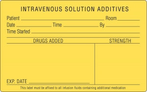 MarketLab Medication Added Labels - LABEL, INTRAVENOUS SOLUTION ADDITIVES - 3864