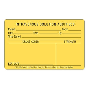 MarketLab Medication Added Labels - LABEL, INTRAVENOUS SOLUTION ADDITIVES - 3864