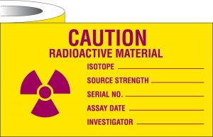 MarketLab Radioactive Warning Label - TAPE, CAUTION RADIOACTIVE MATERIAL, 2X500" - 3876