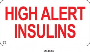 MarketLab High Alert Label - LABEL, HIGH ALERT INSULIN, PK/10 - 4643