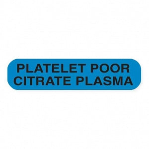 MarketLab Heme / Coag Labels - LABEL, PLATELET POOR CITERATE PLASMA, BLUE - 6753