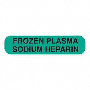 MarketLab Chemistry Label - LABEL, FROZEN PLASMA, SODIUM HEPARIN, GREEN - 6779