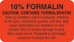 Marketlab Caution Labels - LABEL, 10% FORMALIN, FLOURESCENT ORANGE - 8025