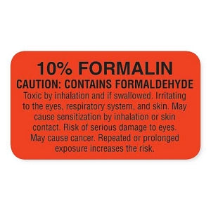 Marketlab Caution Labels - LABEL, 10% FORMALIN, FLOURESCENT ORANGE - 8025