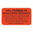 Marketlab Caution Labels - LABEL, 10% FORMALIN, FLOURESCENT ORANGE - 8025