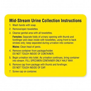 Marketlab Urine Collection Label - LABEL, MID STREAM, YELLOW - 8037