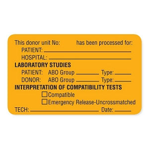 MarketLab Blood Bank Labels - LABEL, DONOR INFO, FLOURESCENT ORANGE - 8039