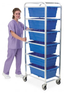 MarketLab Aluminum Rack with Totes - RACK, WITH BLUE TOTES, 6-TOTE, ALUMINUM - 8786-BL