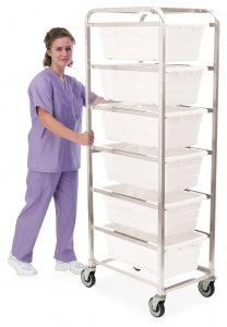 MarketLab Aluminum Rack with Totes - RACK, WITH WHITE TOTES, 6-TOTE, ALUMINUM - 8786-WH