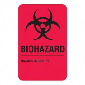 MarketLab Biohazard Warning Label - Biohazard Identity Label, Red, 1-3/4" x 2-3/4" - ML6463