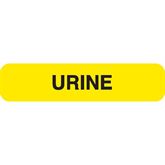 Urine Collection Labels URINE" - Yellow with black text - 1.625"W x 0.375"H