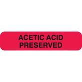 Urine Collection Labels ACETIC ACID PRESERVED" - Red with black text - 1.625"W x 0.375"H